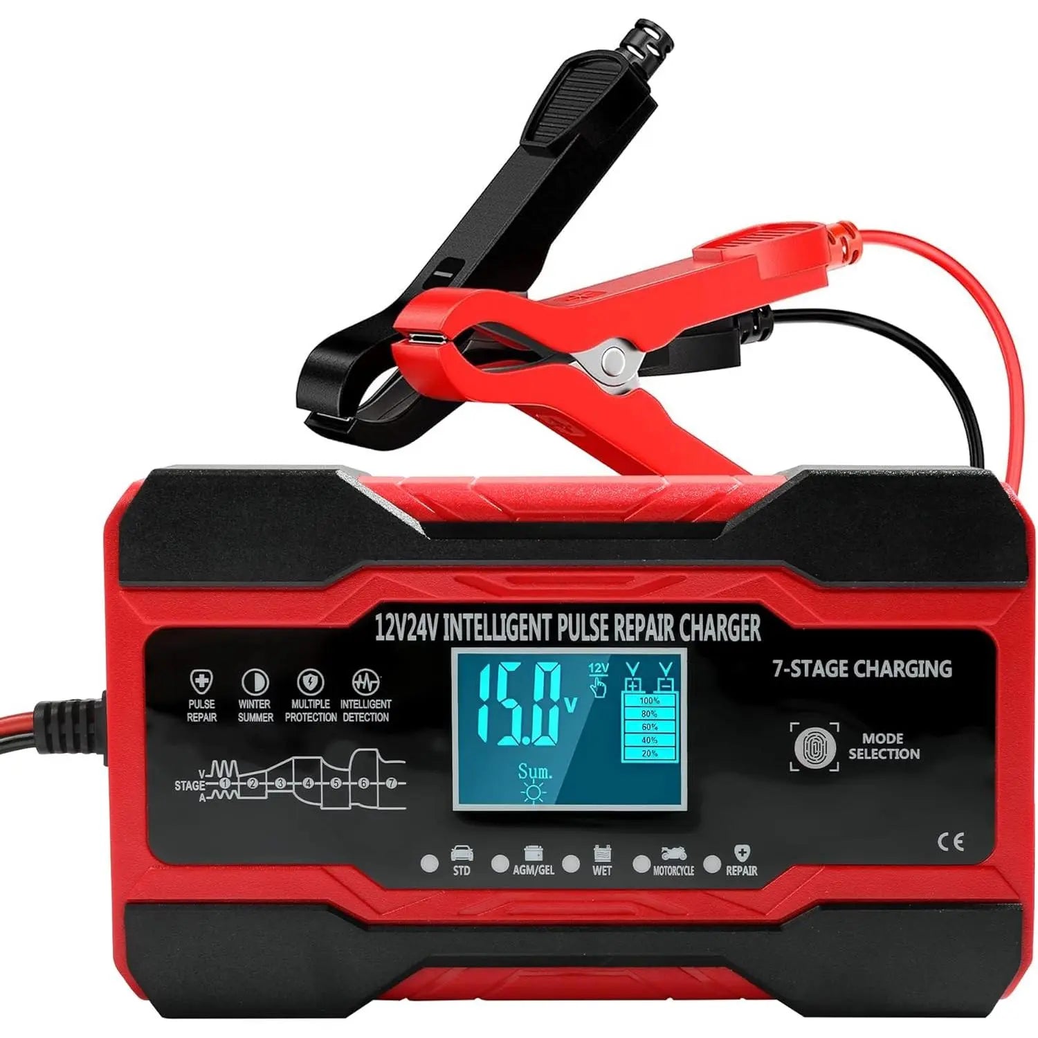 8-Amp Charger,12V and 24V Fully Automatic Charger, Desulfator with Temperature, Trickle Charger for Lawn Mower Boat