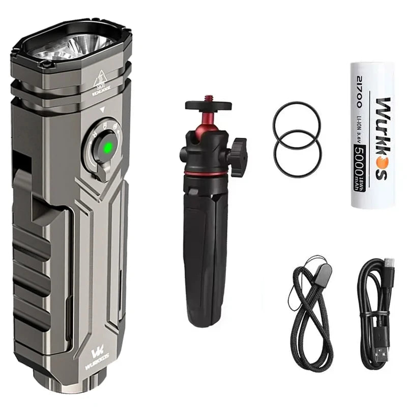 HD02 21700 LED Flashlight Mini UV 3200Lumens Rechargeable 6500K Magnetic Deformation Flashlight Portable Fishing Hunting