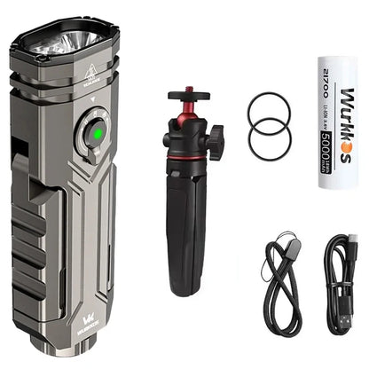 HD02 21700 LED Flashlight Mini UV 3200Lumens Rechargeable 6500K Magnetic Deformation Flashlight Portable Fishing Hunting