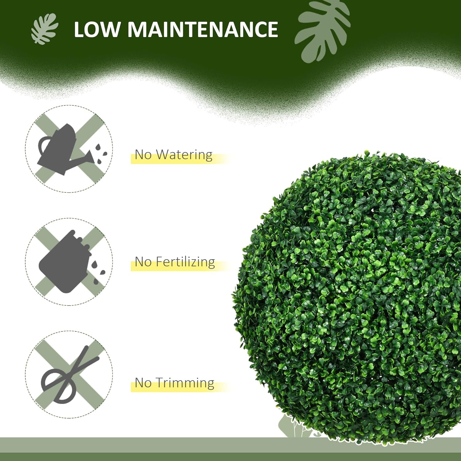 Artificial Boxwood Topiary Ball Set of 2 19.7 Inch Faux Plant, Uv-Protected Anti-Fading Fake Plants for Home Indoor Outdoor Porch, Green