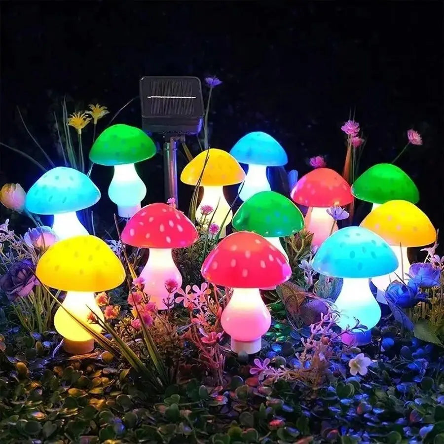 New Solar Mushroom Light String Outdoor Landscape Garden Courtyard Lights LED Lights Auto Charge during the Day