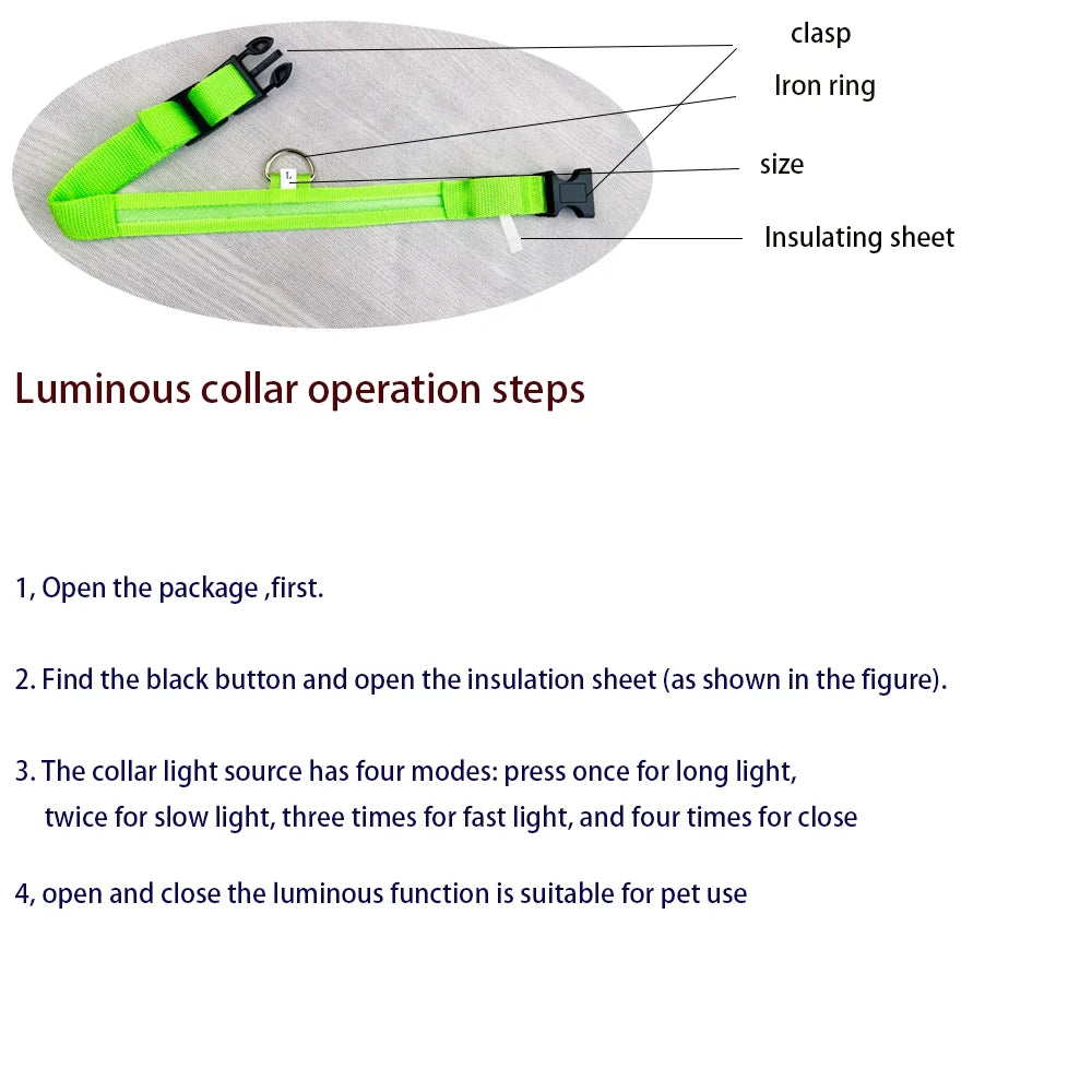 Illuminate Your Dog's Walks with the Nylon LED Night Safety Flashing Glow in the Dark Leash and Collar
