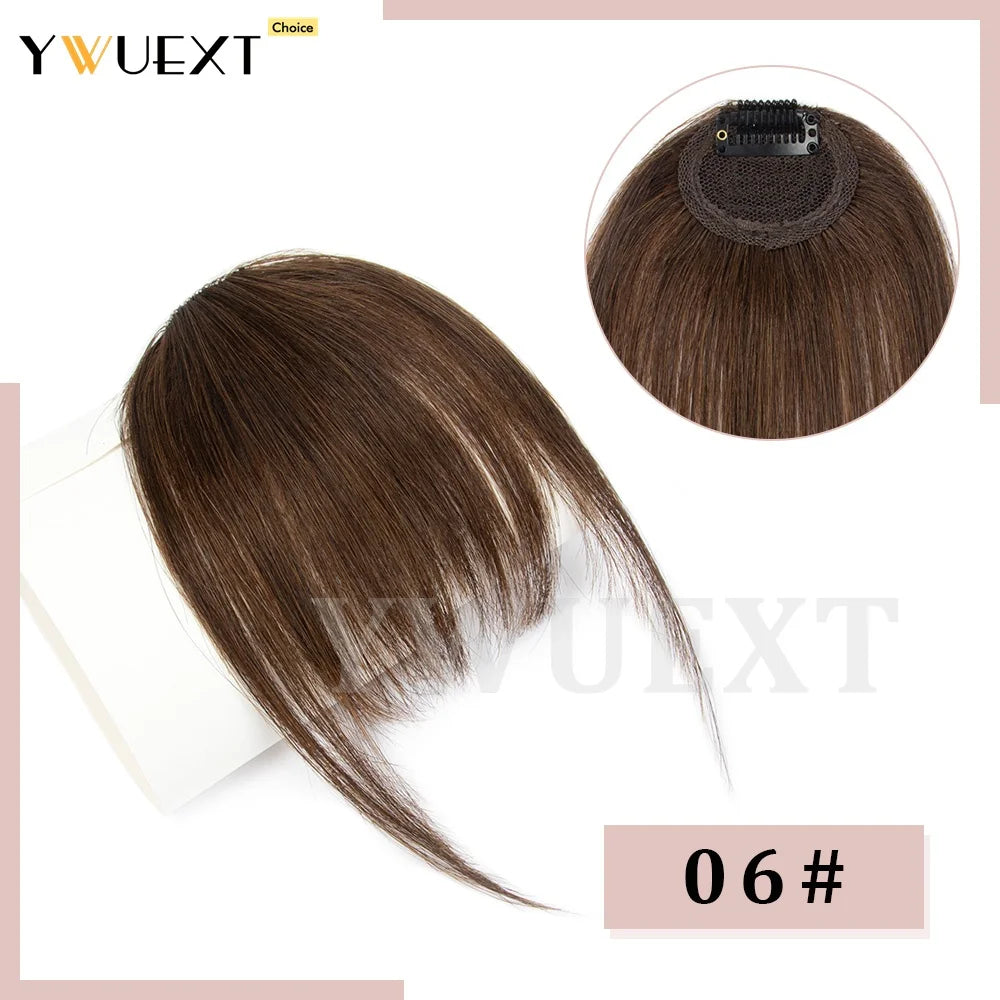 Clip in Human Hair Bangs Straight Hair Piece Machine Remy French Bangs for Women Easy to Wear and Remove Hairpiece Thin Hair