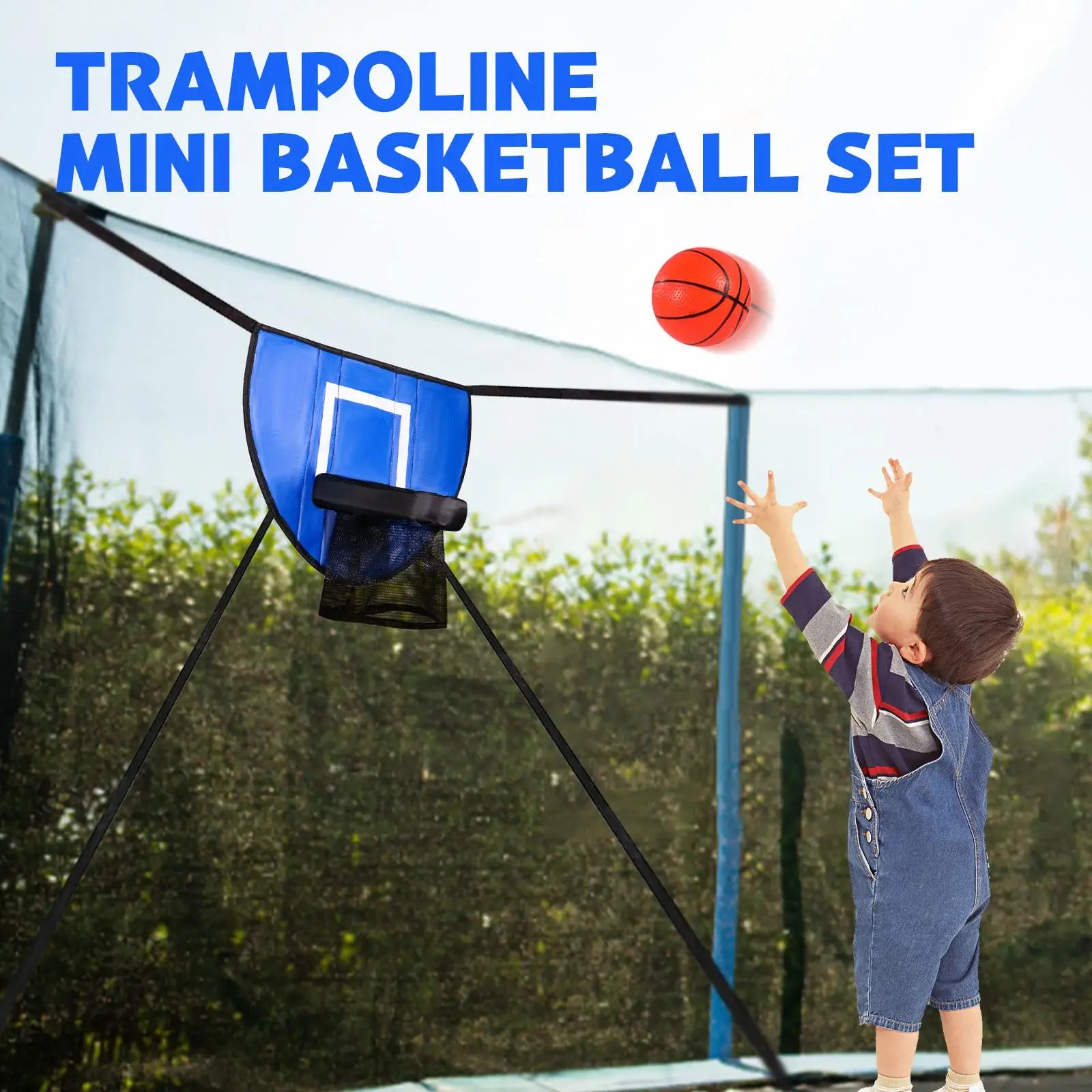 Mini Basketball Hoop for Trampoline with Enclosure Universal Basketball Rack