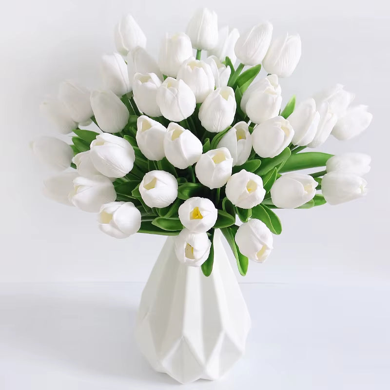 5/10/20Pcs Vibrant Multicolor 33Cm Artificial Tulip Bouquet Real Touch Faux Flowers for Home Office Weddings Easter Decorations