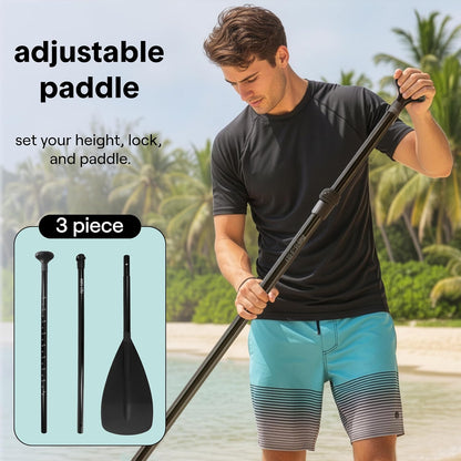 Inflatable Stand up Paddle Board - Wide Stable Design, Non-Slip Deck for Adults & Youth with Premium Paddle Board Accessories: Carry Bag, Dual Action Pump, Paddle, Ankle Leash