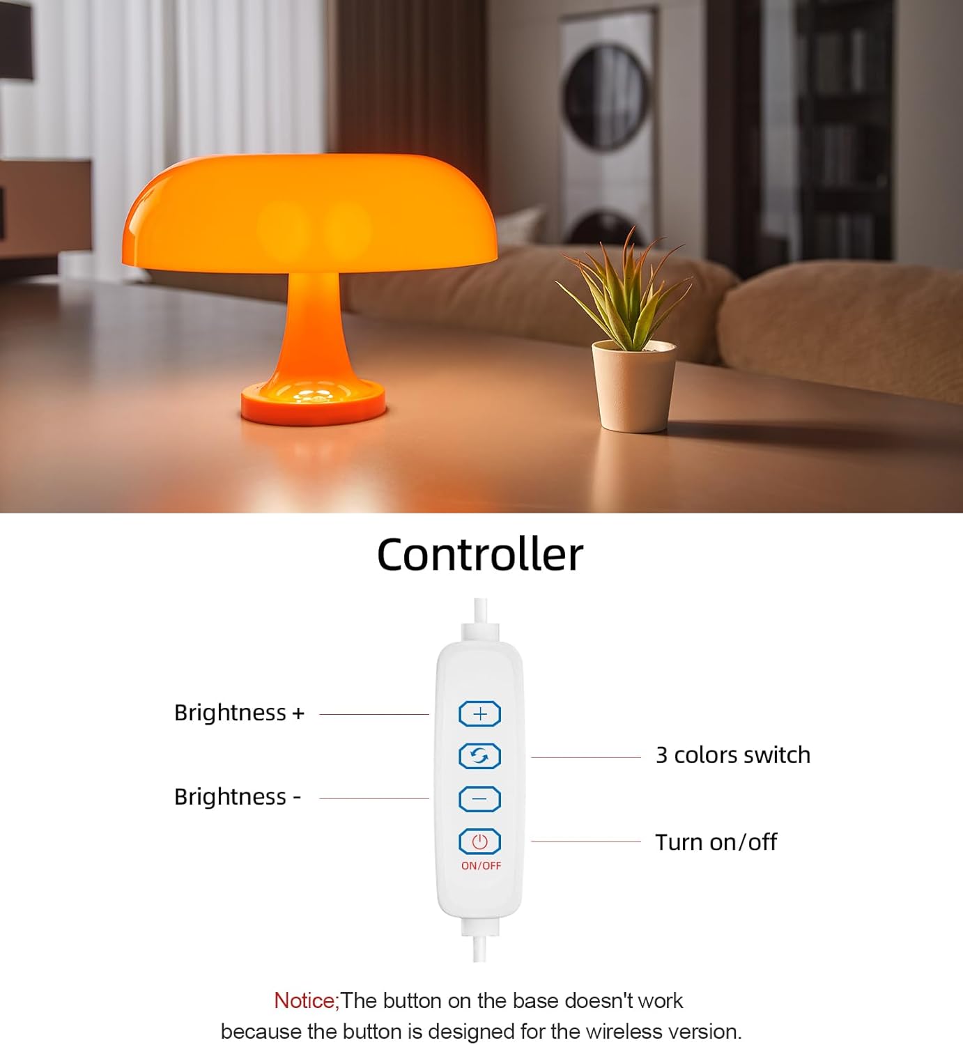 Illuminate Your Space with the Retro Orange Bedside Lamp – Stylish Desk Lamp with 3 Lighting Colors and 10 Brightness Levels for Any Room