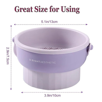 Makeup Brush Cleaner Mat 3 in 1 Silicone Washing Bowl with Brushes Scrubber Foldable Powder Puff Cosmetic Sponge Drying Tools