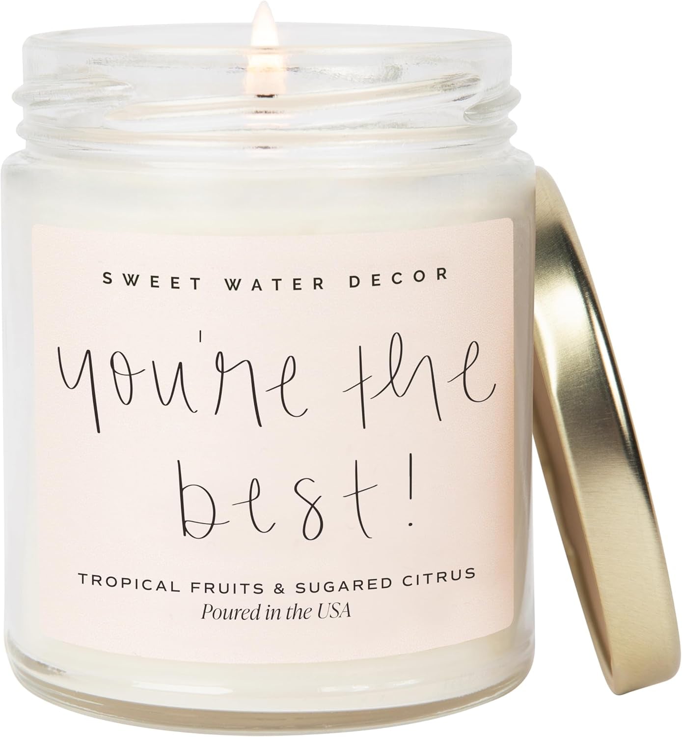 You'Re the Best Candle | Tropical Fruit and Sugared Orange, Summer Scented Soy Wax Candle for Home | 9Oz Clear Jar, 40 Hour Burn Time, Made in the USA