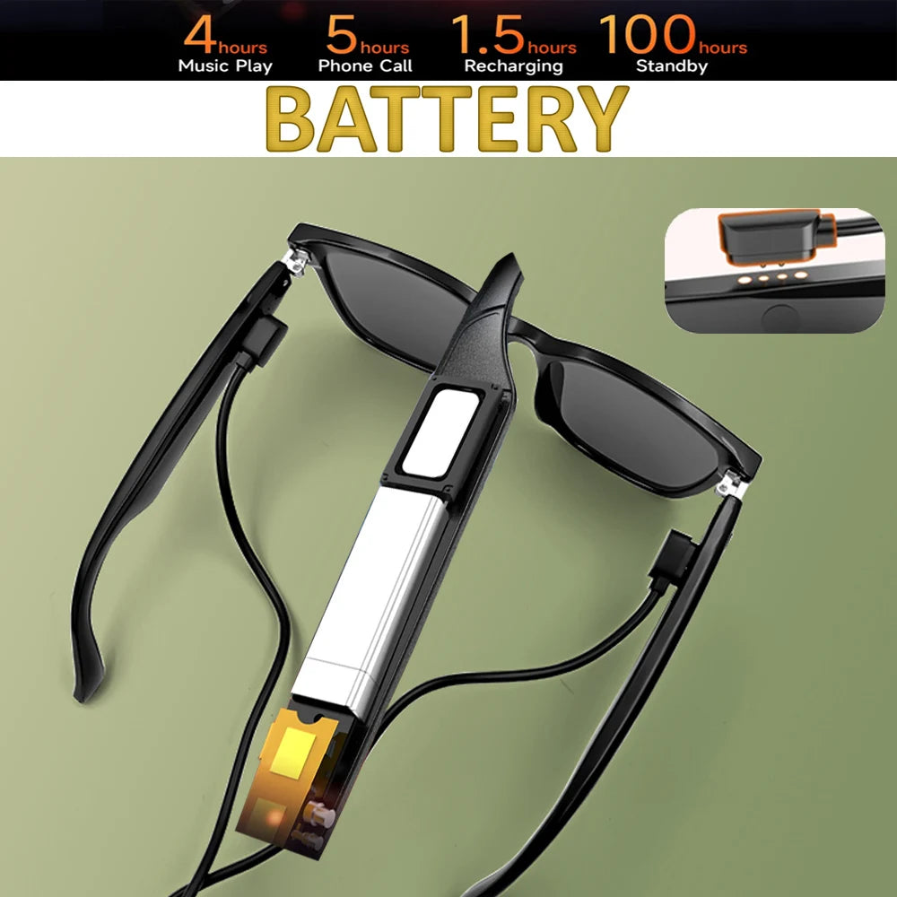 Bluetooth Eyeglasses Audio Sunglasses Eyewear UV400 Polarized Lens Earphone Open Ear Music Glasses Touch Control Christmas Gift