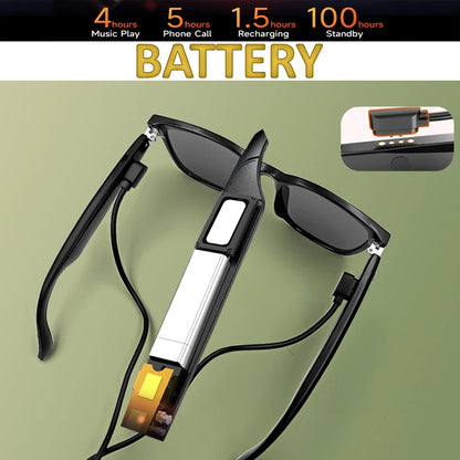 Bluetooth Eyeglasses Audio Sunglasses Eyewear UV400 Polarized Lens Earphone Open Ear Music Glasses Touch Control Christmas Gift
