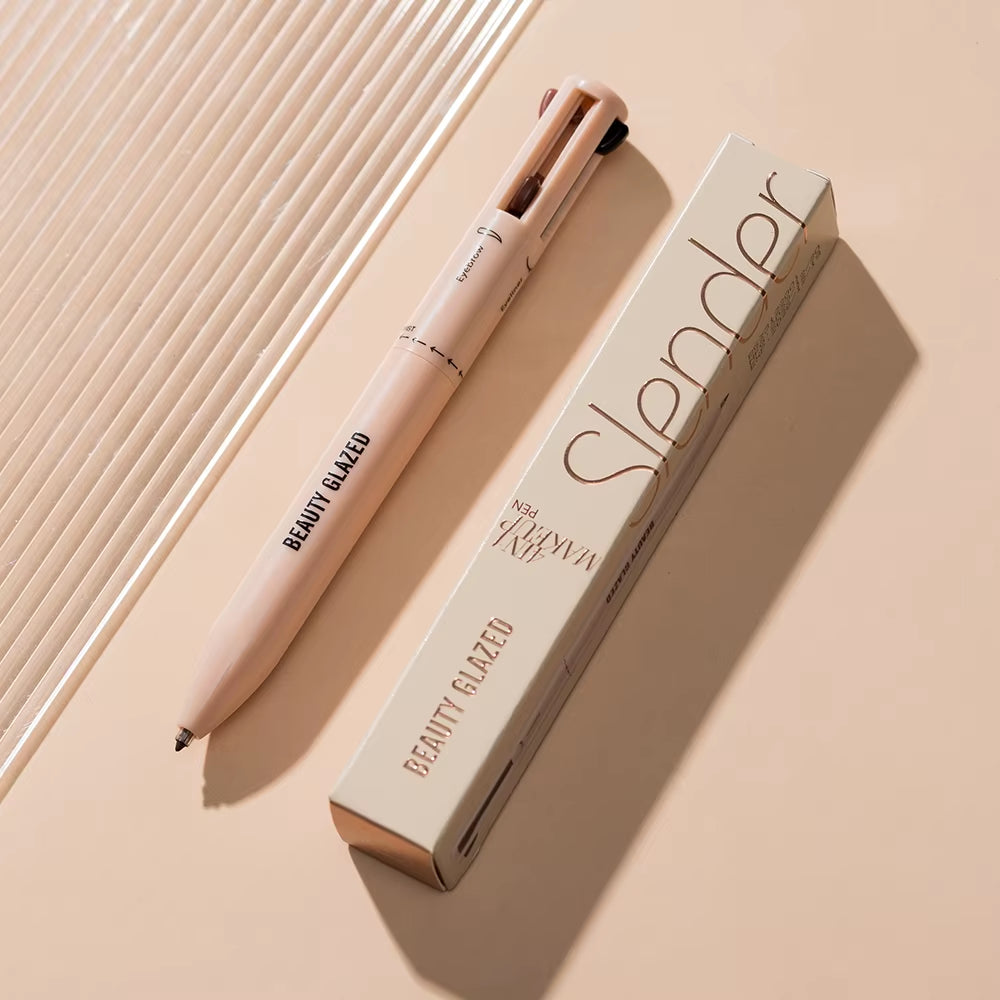 Multi-Function Beauty Glazed 4-In-1 Makeup Pen Waterproof Cosmetic Pencil for Eyeliner Brow Lip Highlighter