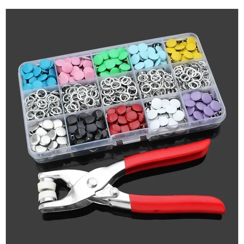 50/100Pcs Colorful Metal Sewing Buttons Solid Plier Tool Set Prong Press Studs Snap Fasteners for Installing Clothes Bags