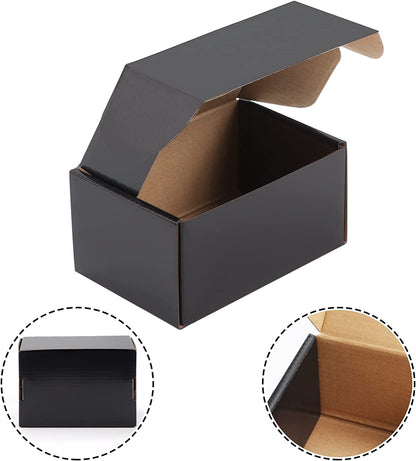 25 Pack 6X4X3 Shipping Boxes for Small Business, Black Packaging Cardboard Boxes, Moving Mailing Packing Box