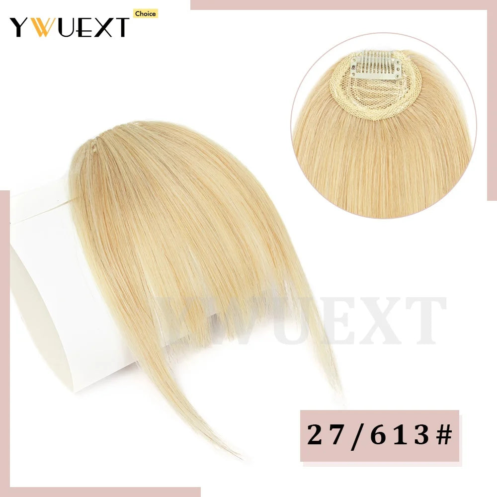 Clip in Human Hair Bangs Straight Hair Piece Machine Remy French Bangs for Women Easy to Wear and Remove Hairpiece Thin Hair