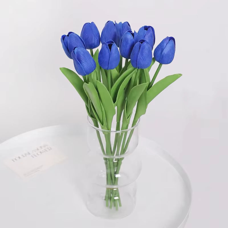 5/10/20Pcs Vibrant Multicolor 33Cm Artificial Tulip Bouquet Real Touch Faux Flowers for Home Office Weddings Easter Decorations