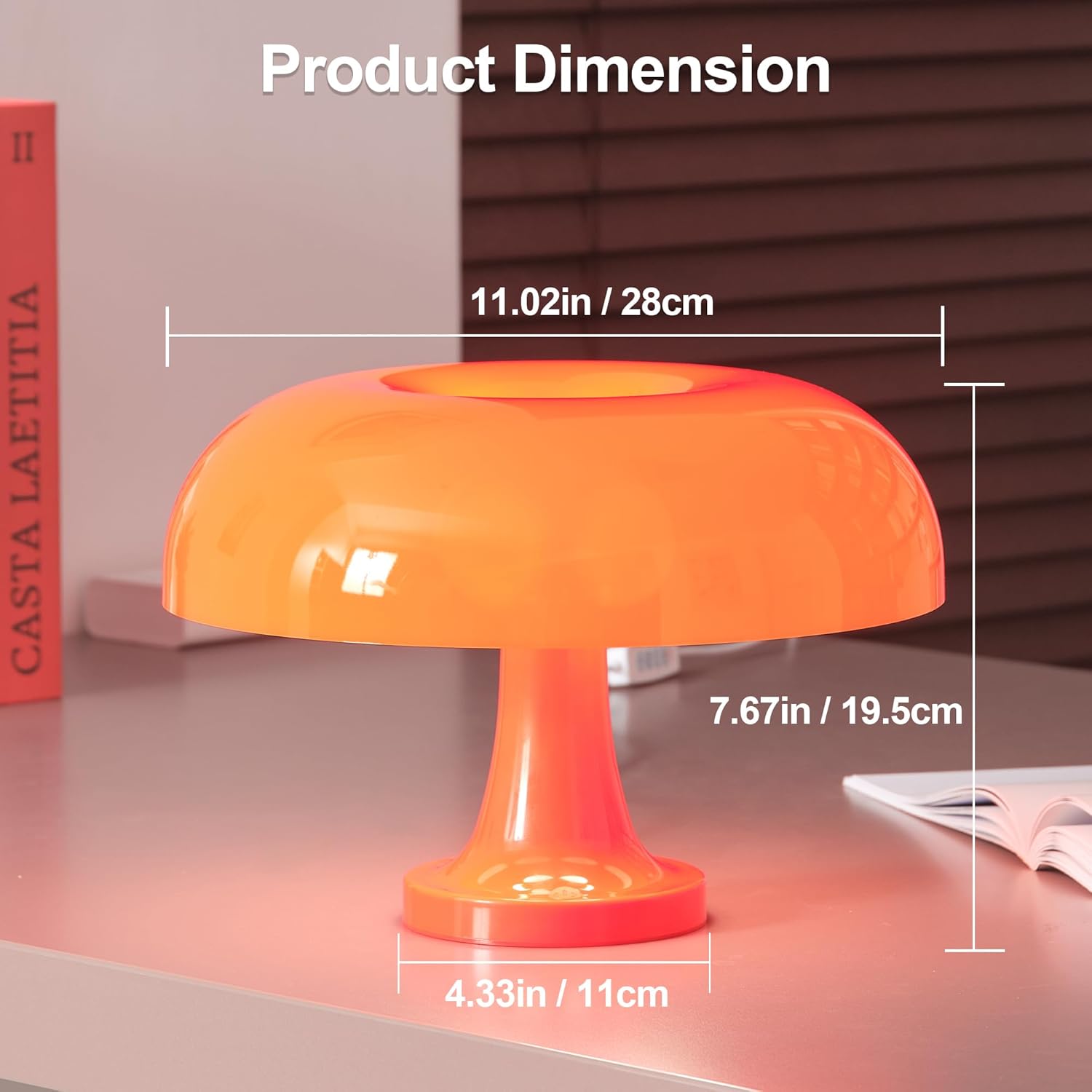 Illuminate Your Space with the Retro Orange Bedside Lamp – Stylish Desk Lamp with 3 Lighting Colors and 10 Brightness Levels for Any Room