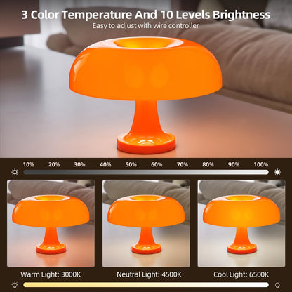 Illuminate Your Space with the Retro Orange Bedside Lamp – Stylish Desk Lamp with 3 Lighting Colors and 10 Brightness Levels for Any Room