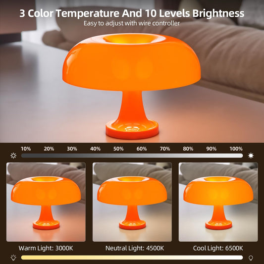 Illuminate Your Space with the Retro Orange Bedside Lamp – Stylish Desk Lamp with 3 Lighting Colors and 10 Brightness Levels for Any Room
