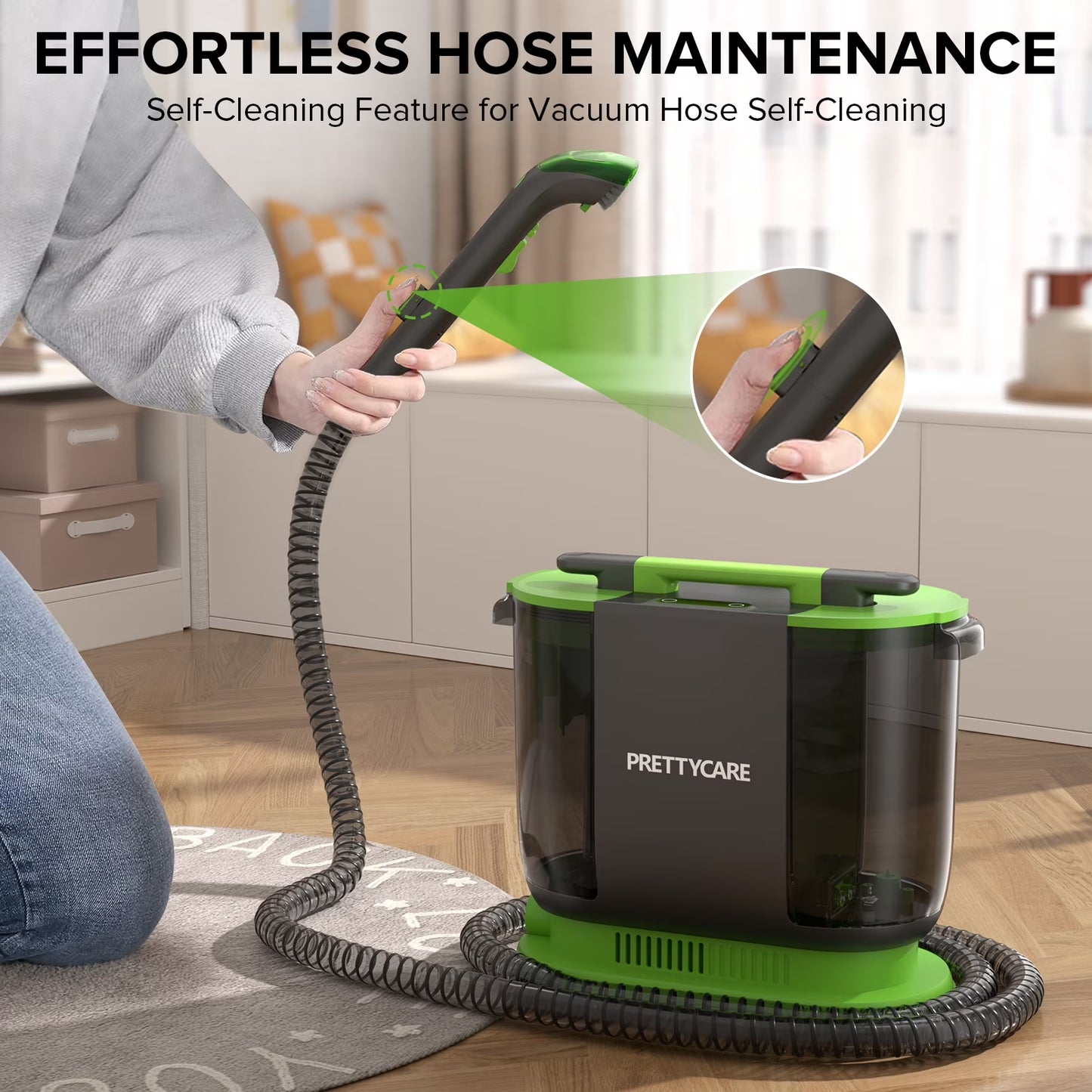 Portable Carpet Shampooer,Upholstery Cleaner,14Kpa Strong Suction Carpet Cleaner Machine,500W Powerful Motor
