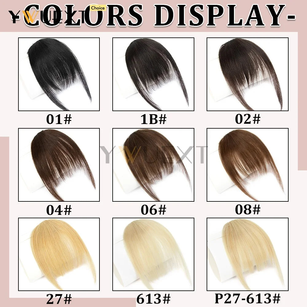 Clip in Human Hair Bangs Straight Hair Piece Machine Remy French Bangs for Women Easy to Wear and Remove Hairpiece Thin Hair