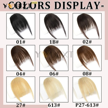 Clip in Human Hair Bangs Straight Hair Piece Machine Remy French Bangs for Women Easy to Wear and Remove Hairpiece Thin Hair