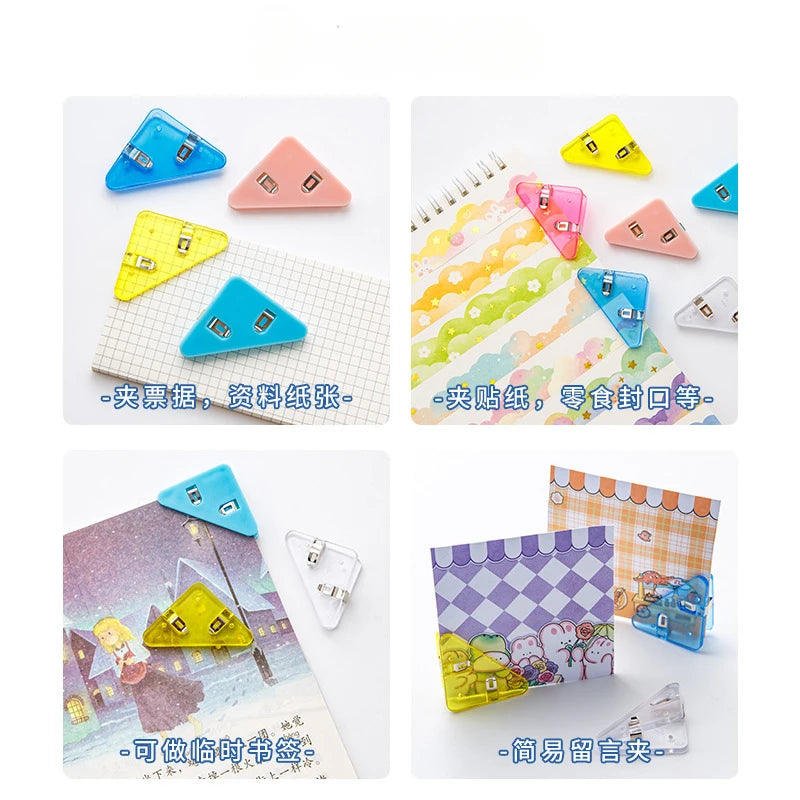 10Pcs Triangle Corner Clips File Paper Clip File Index Photo Clamp Page Holder Stationery Multifunctional Office Desk Organizer
