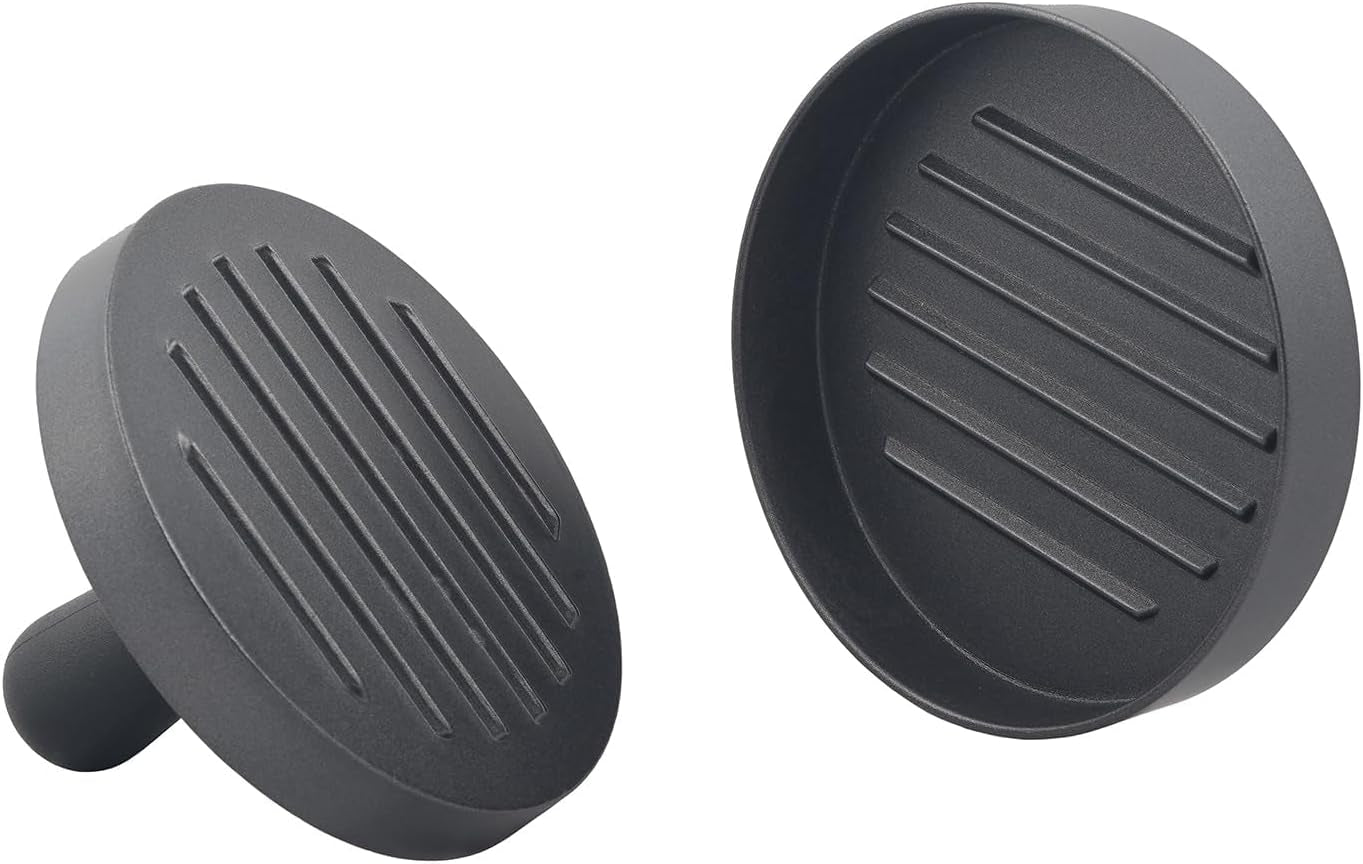 Aluminum Burger Press Patty Maker with 200 Non-Stick Papers - Commercial & Home Use, Hamburger Meat Press Tool, Dishwasher Safe (Black)