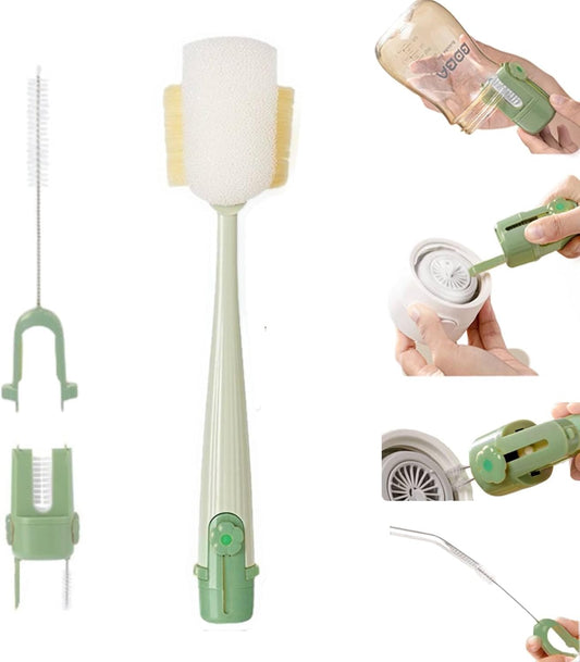 Water Bottle Cleaner Brush,5-In-1 Bottle Brushes for Cleaning,Bottle Scrubber Brush Cleaner(Green)