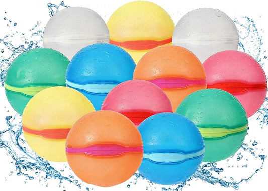 Reusable Water Balloons, 12 Pack Magnetic Refillable Water Balloons Quick Fill, Summer Fun for Kids Outdoor Pool Water Toys, Reusable Summer Outdoor Toys