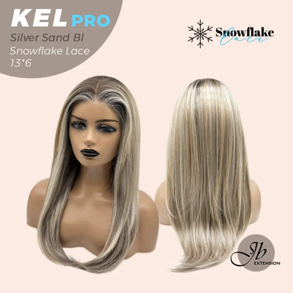 JBEXTENSION 22 Inches Hazelnut Blonde Highlight Pre-Cut 13X6 Free Part Snowflake Lace Frontlace Glueless Wig KEL PRO【BENDY EAR TABS】