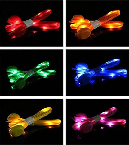 6 Pairs LED Shoelaces - High Visibility Soft Nylon Light up Shoelace with 3 Modes in 6 Colors for Night Safety Running Biking, or Cool Disco Party, Cosplay, Hip-Hop Dance