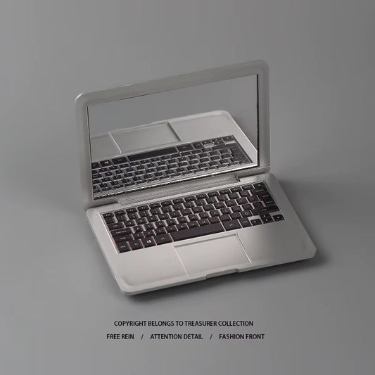 Elevate Your Beauty Routine with the Creative Portable Mini Laptop-Shaped Makeup Mirror - High Quality and Foldable!