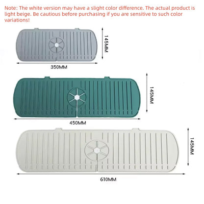 1Pcs Silicone Faucet Mat Water Ripples Kitchen Bathroom Drainage Pad Wash Basin Large Sink Splash Pad Countertop Protector