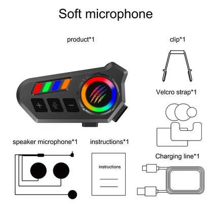 Wireless Bluetooth 5.4 Helmet Headset Hands-Free Call Motorcycle Earphone Waterproof MP3 Music Player Speaker Kit for Moto