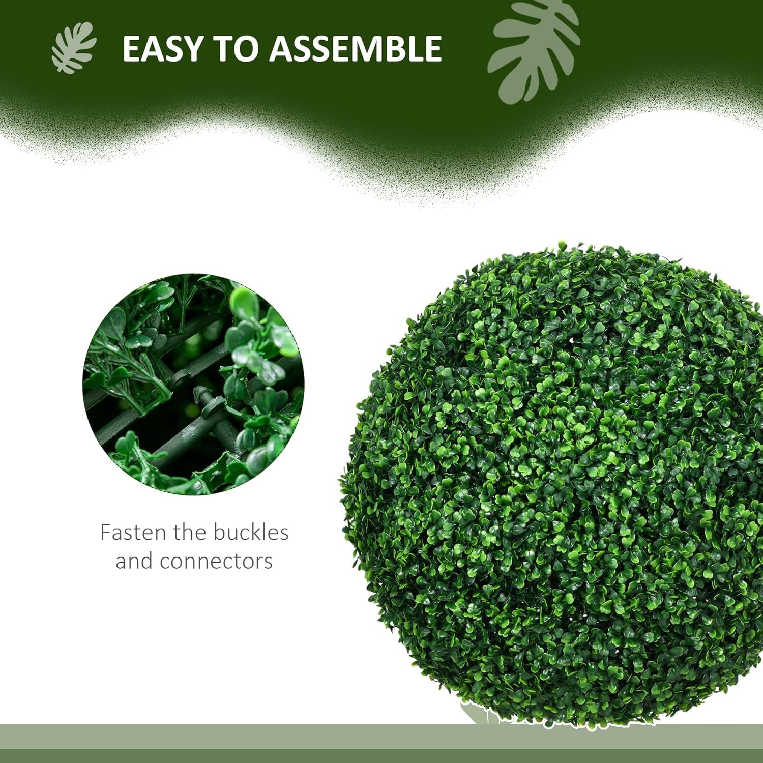 Artificial Boxwood Topiary Ball Set of 2 19.7 Inch Faux Plant, Uv-Protected Anti-Fading Fake Plants for Home Indoor Outdoor Porch, Green