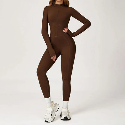 Fleece Lined One-Piece Fitness Suit for Running Yoga and Outdoor Sports Warm Tightened Romper Suitable for Autumn and Winter