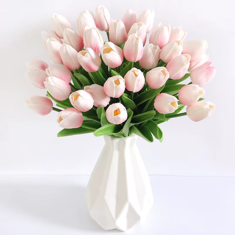 5/10/20Pcs Vibrant Multicolor 33Cm Artificial Tulip Bouquet Real Touch Faux Flowers for Home Office Weddings Easter Decorations