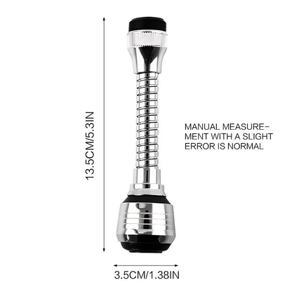 Kitchen Stainless Steel Faucet Sprinkler Water-Saving Device Lengthening Rotating Splash Proof Sprinkler Spray Extender Bubbler