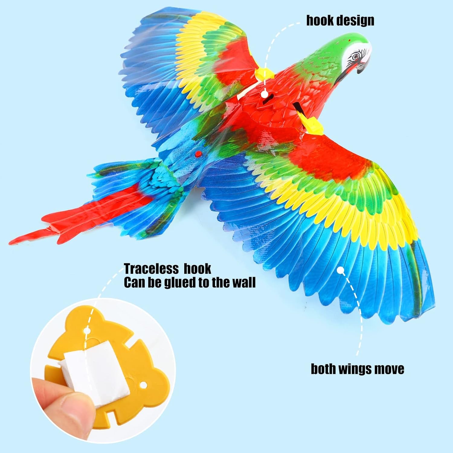 Simulation Bird Cat Toy with Lights and Sound, Interactive Hanging Spinning Electric Toy Bird for Cats Indoor Ceiling Kitten Play Chase Exercise Eliminating Boredom(Parrot)