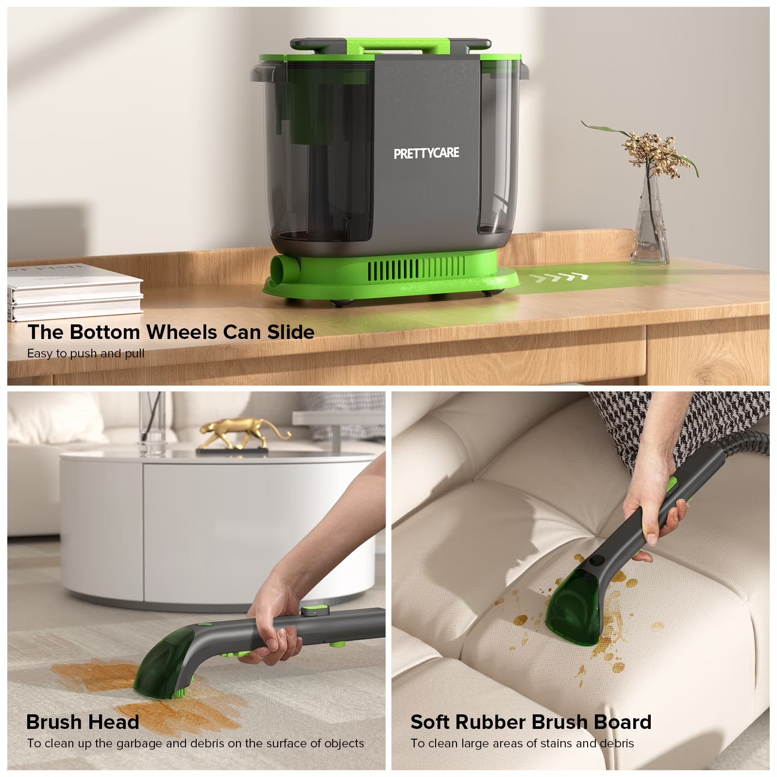Portable Carpet Shampooer,Upholstery Cleaner,14Kpa Strong Suction Carpet Cleaner Machine,500W Powerful Motor