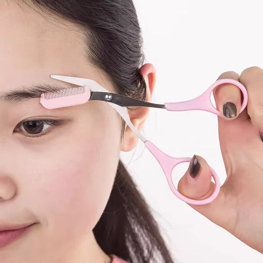 Eyebrow Trimmer Scissor Beauty Products for Women Eyebrow Scissors with Comb Beauty Scissors Stainless Steel Makeup Accessories