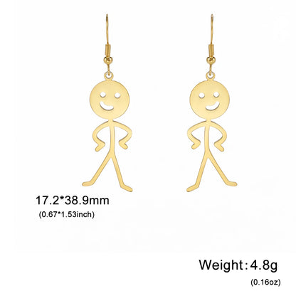 Funny Doodle Earrings for Woman 2026 Trend Punk Middle Finger Stickman Hip Hop Stainless Steel Dangle Earrings