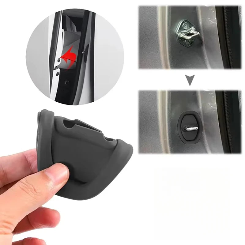 Universal Car Door Slamming Anti-Vibration Silicone Cushioning Mute Shock Absorber Protective Cover Door Latch Protection Pads