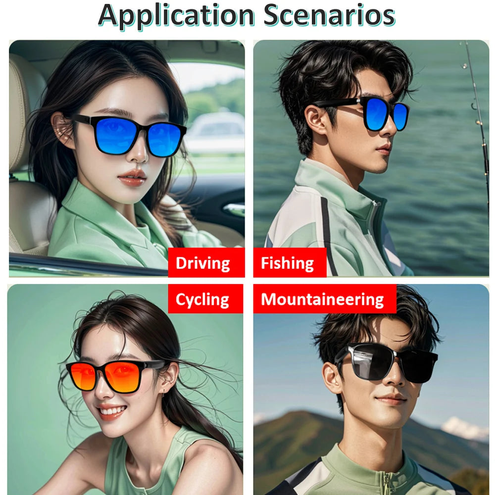 Bluetooth Eyeglasses Audio Sunglasses Eyewear UV400 Polarized Lens Earphone Open Ear Music Glasses Touch Control Christmas Gift