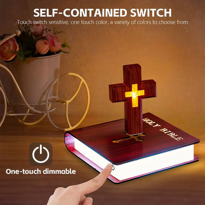 Levitating Cross Lamp, Technology Handmade Floating Cross, Magnetic Levitating Cross Lamp Bible Nightlight, Maglev Cross Ornament, Cross Decoration with Glowing Base Festival Gift