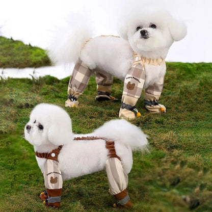 Reflective Stripe Pet Strolling Going Out Pants Adjustable Full Leg Protection Dog Boot Leggings Waterproof Dust-Proof