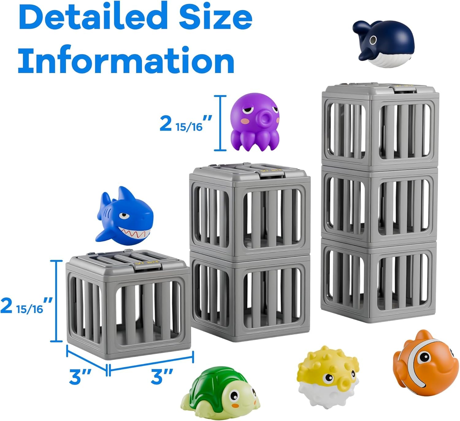 Kids Pool Diving Toys, Water Swimming Dive Pool Game, Toddler Bath Toy Play Set W/ Fish Box Floating Animals, Fun Outdoor Beach Lake Swim Summer Party Gift 3 4 5 6 7 8 10 12 Year Old Boy Girl