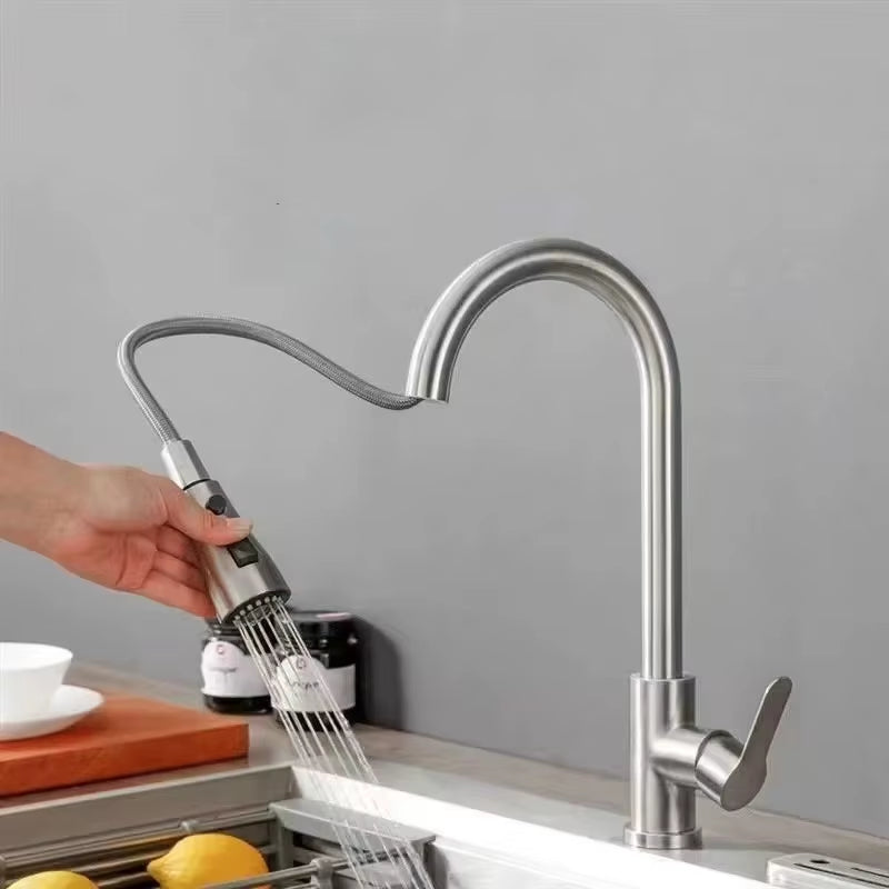 Black Kitchen Faucet Pull Out Brushed Nickle Stainless Steel Kitchen Mixed Tap Kitchen Sink Tap