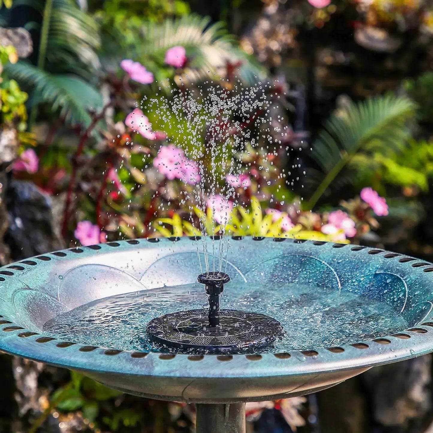 Solar Bird Bath Fountain with 6 Nozzles,Solar Fountain Pump for Bird Bath with Brackets,Solar Powered Floating Water Fountain Pump for Bird Bath,Ponds,Garden,Fish Tank and Outdoor.